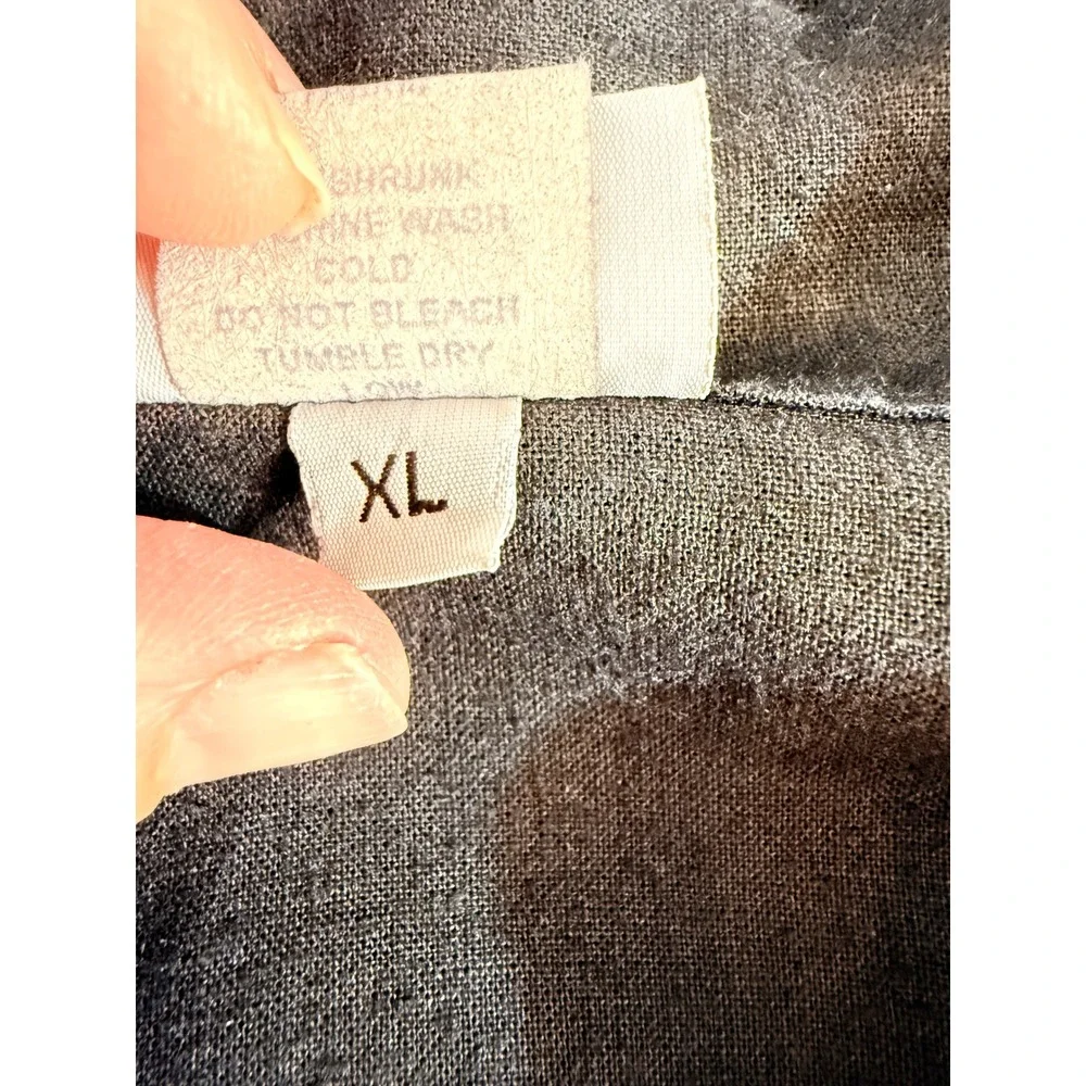 Habitat Womens Jacket Black Hemp Organic Cotton Button‎ Down  Lagenlook  XL